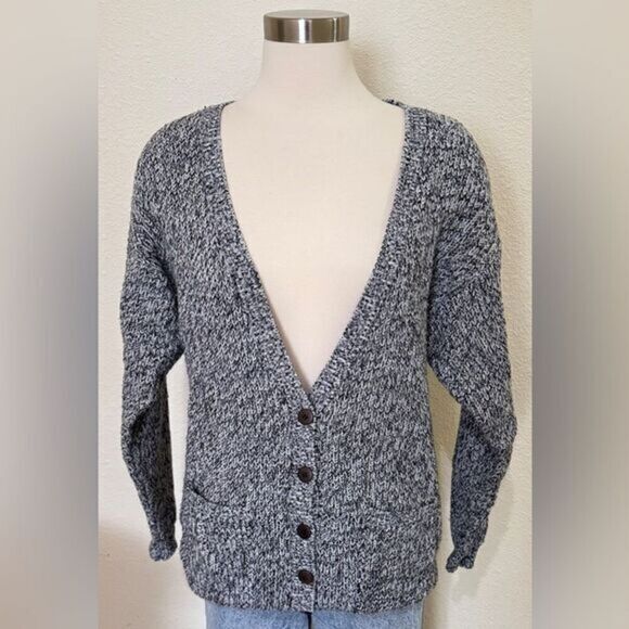 Vintage Sweaters - Vintage Marled Knit Button-Up Cardigan Small layers oversized neutral minimalist